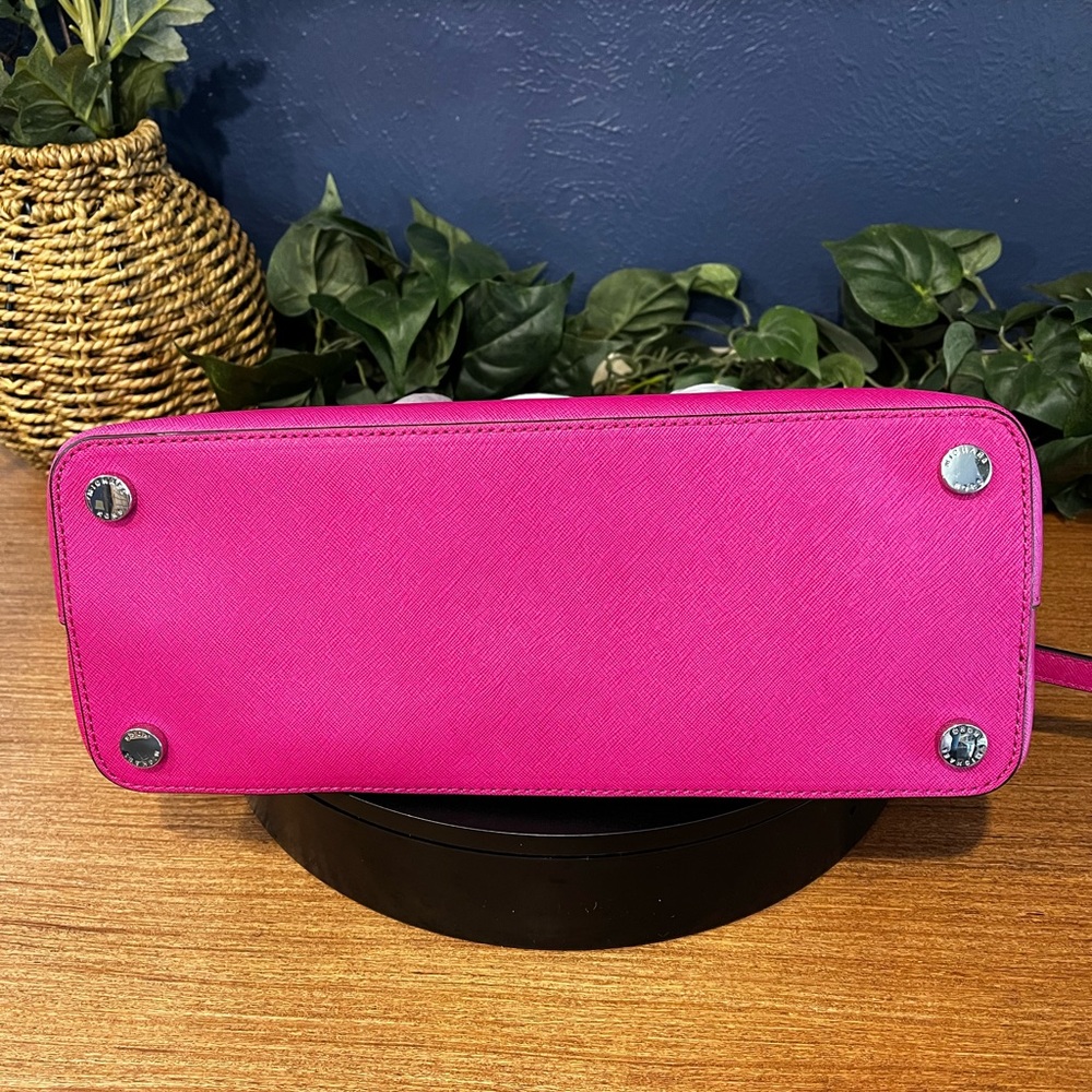 NWT Michael Kors Saffiano Leather Fuschia Satchel Crossbody - Picture 8 of 13